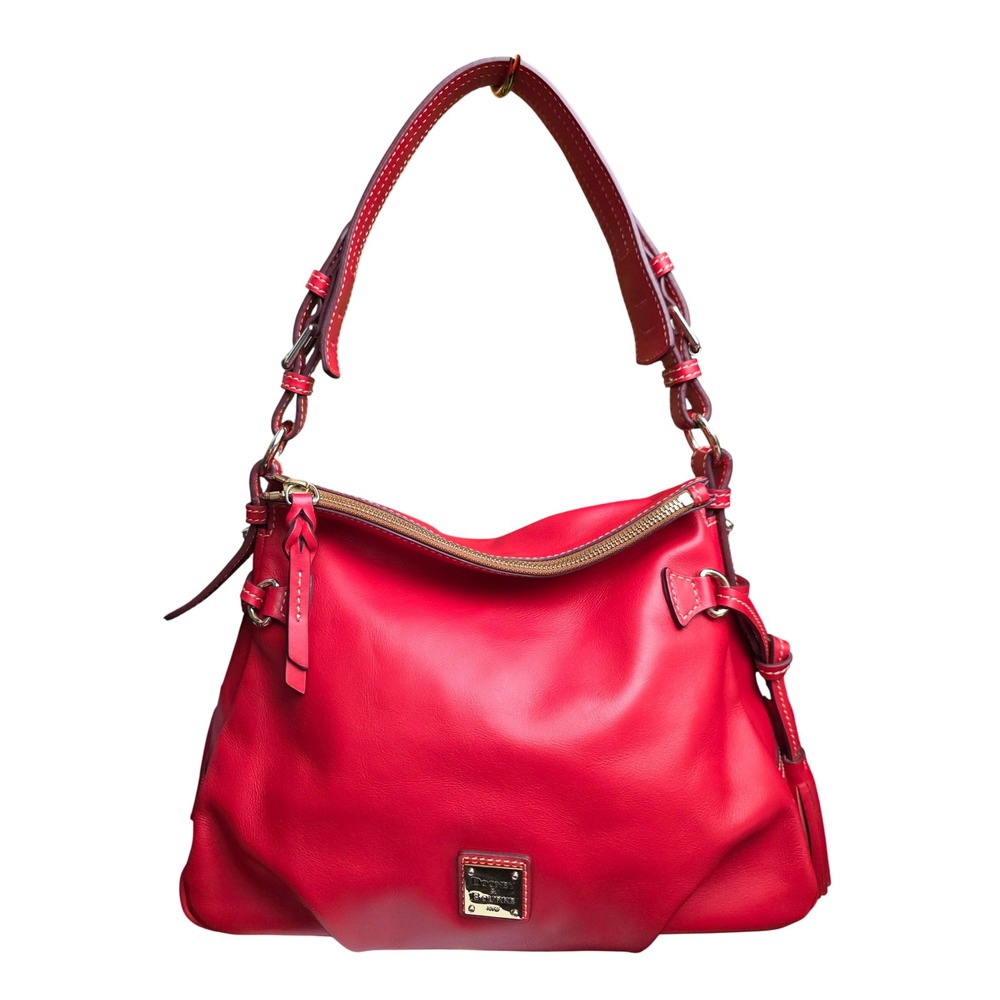 Dooney & Bourke Teagan Hobo Shoulder Bag Red Leather Tassel Gold Hardware